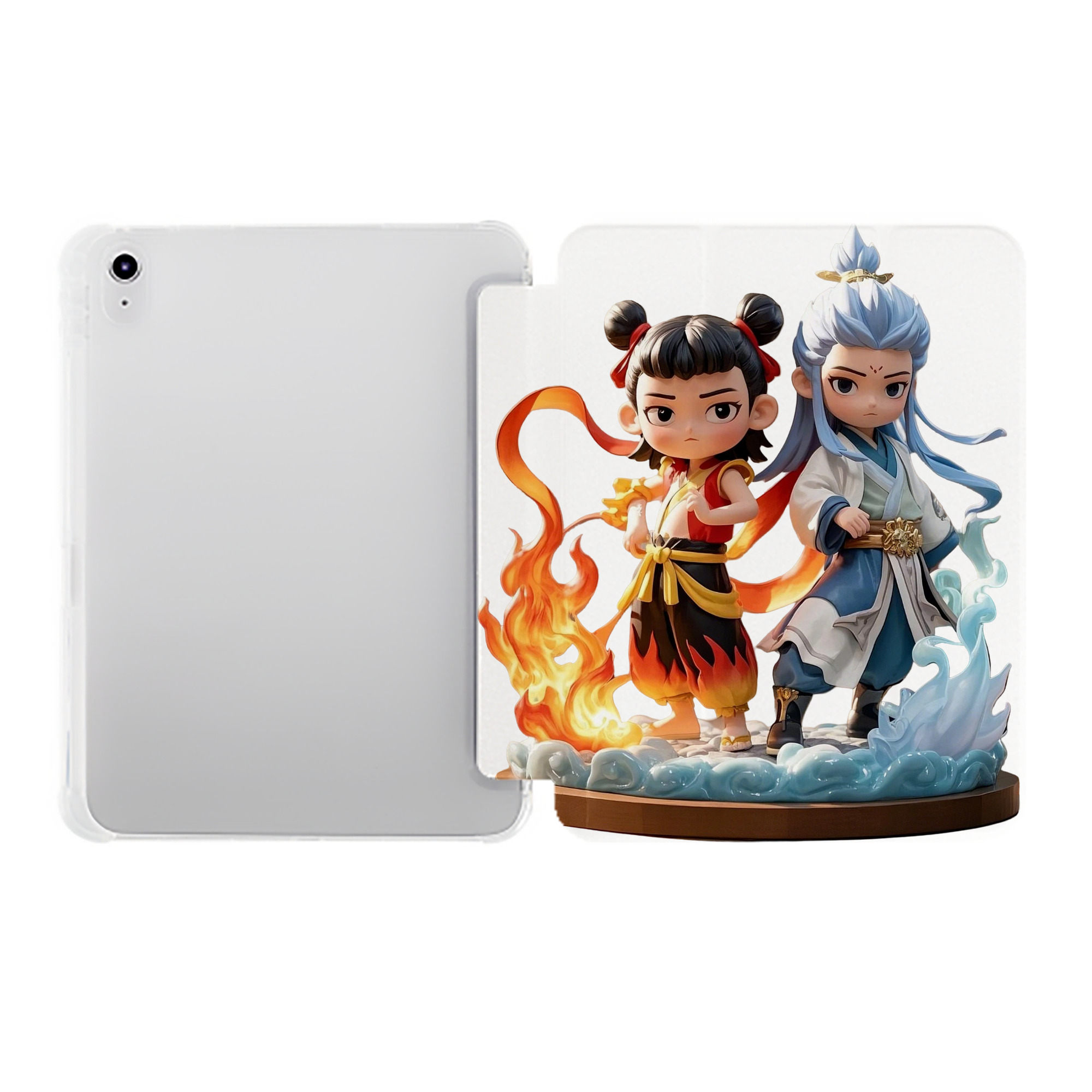 （画像用） Ne Zha 2 ナタ 魔童の大暴れ IPad ケース ペン収納付き 三つ折りスタンド PUレザー×シリコン 対応機種9.5/10.5/10.9インチ